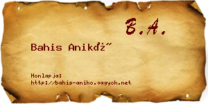 Bahis Anikó névjegykártya